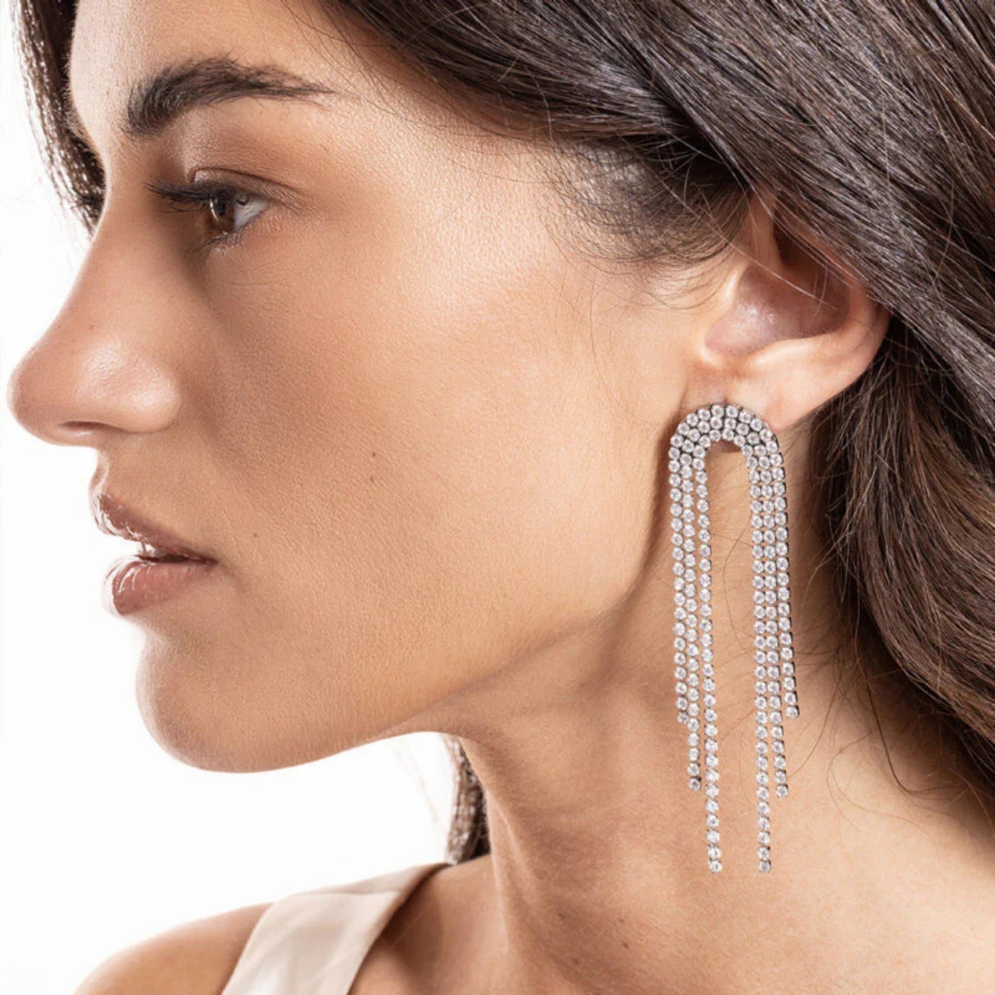 Orecchini Tennis Pendenti Arco - Brand Gioielli