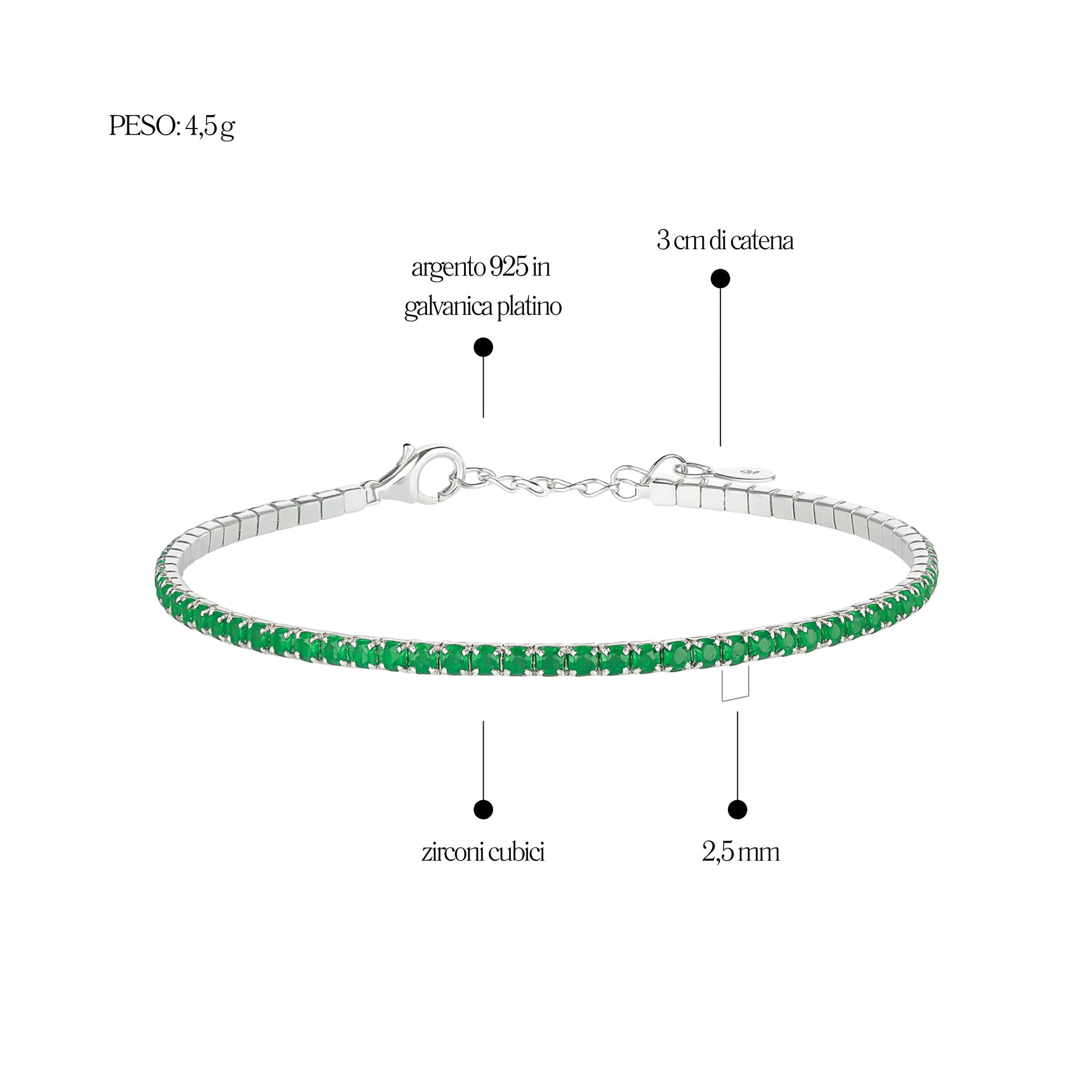 Bracciale Tennis_Argento 925 "VERDE"