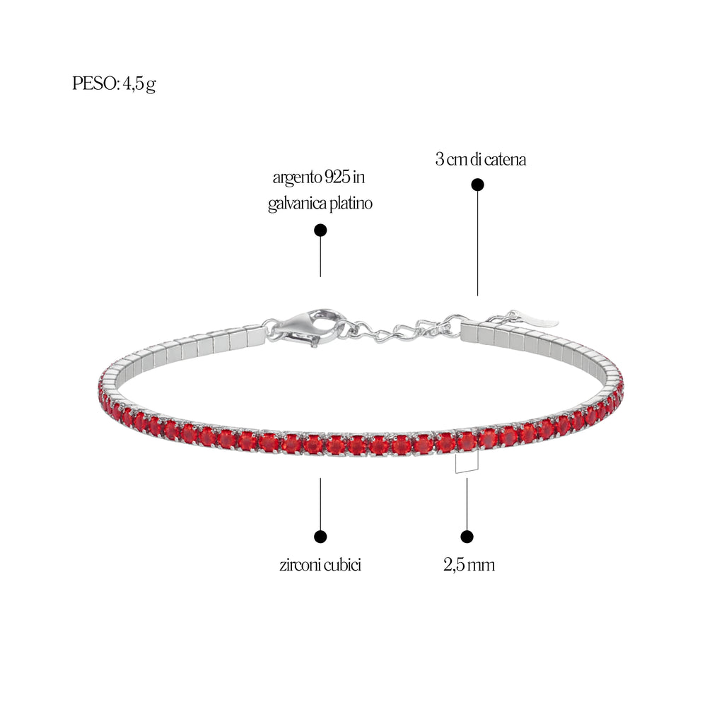 Bracciale Tennis_Argento 925 "ROSSO"