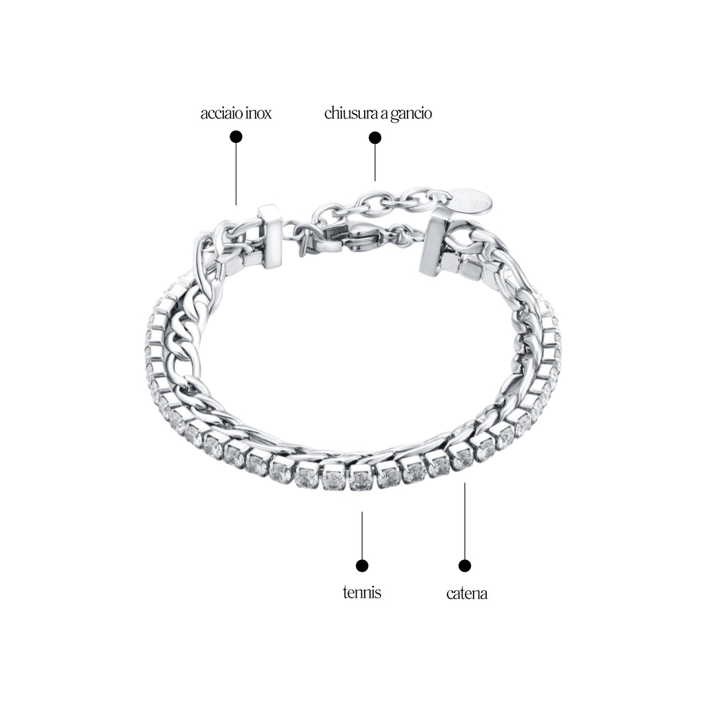 Bracciale Tennis Catena Figaro Acciaio Inox - Brand