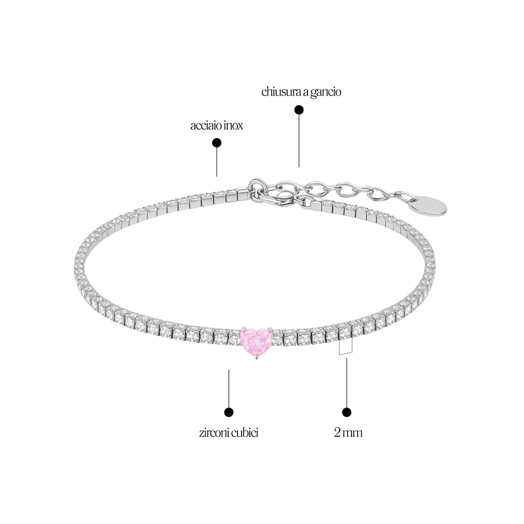 Bracciale Tennis in Acciaio Inox - Brand