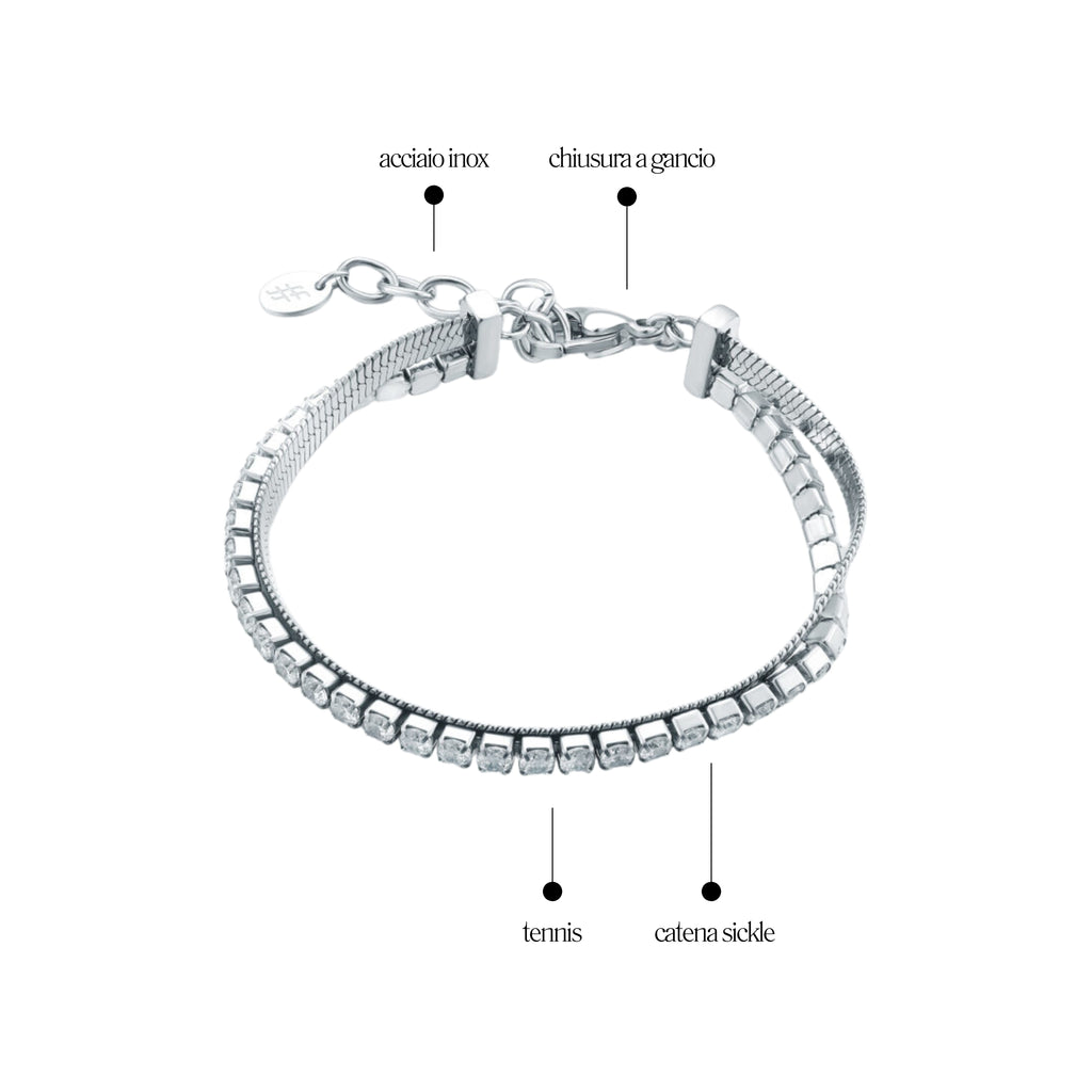 Bracciale Tennis Catena Sickle Acciaio Inox - Brand
