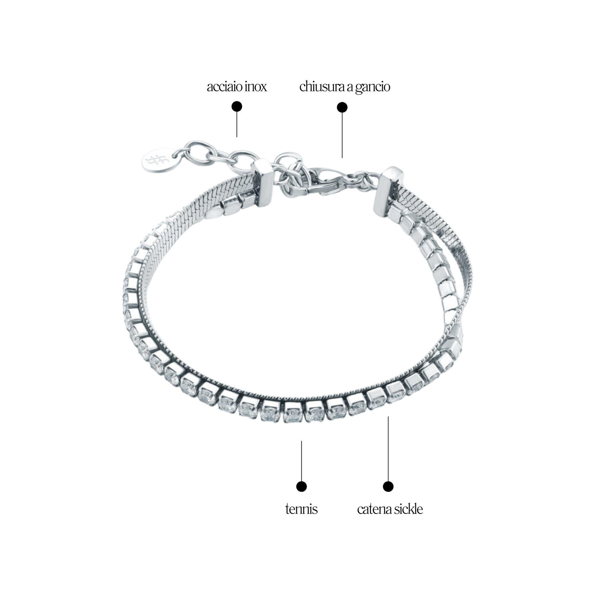 Bracciale Tennis Catena Sickle_AcciaioInox "BRAND"