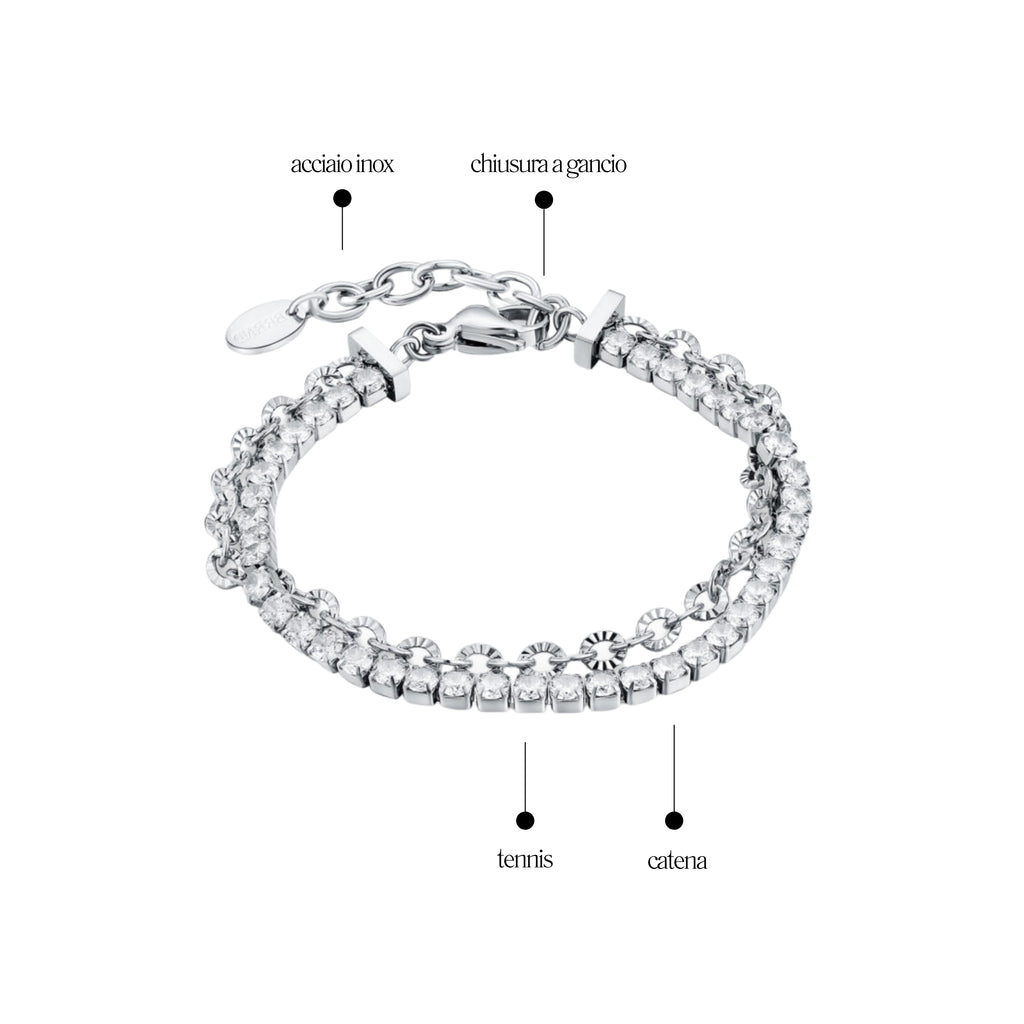 Bracciale Tennis Catena Flower Acciaio Inox - Brand
