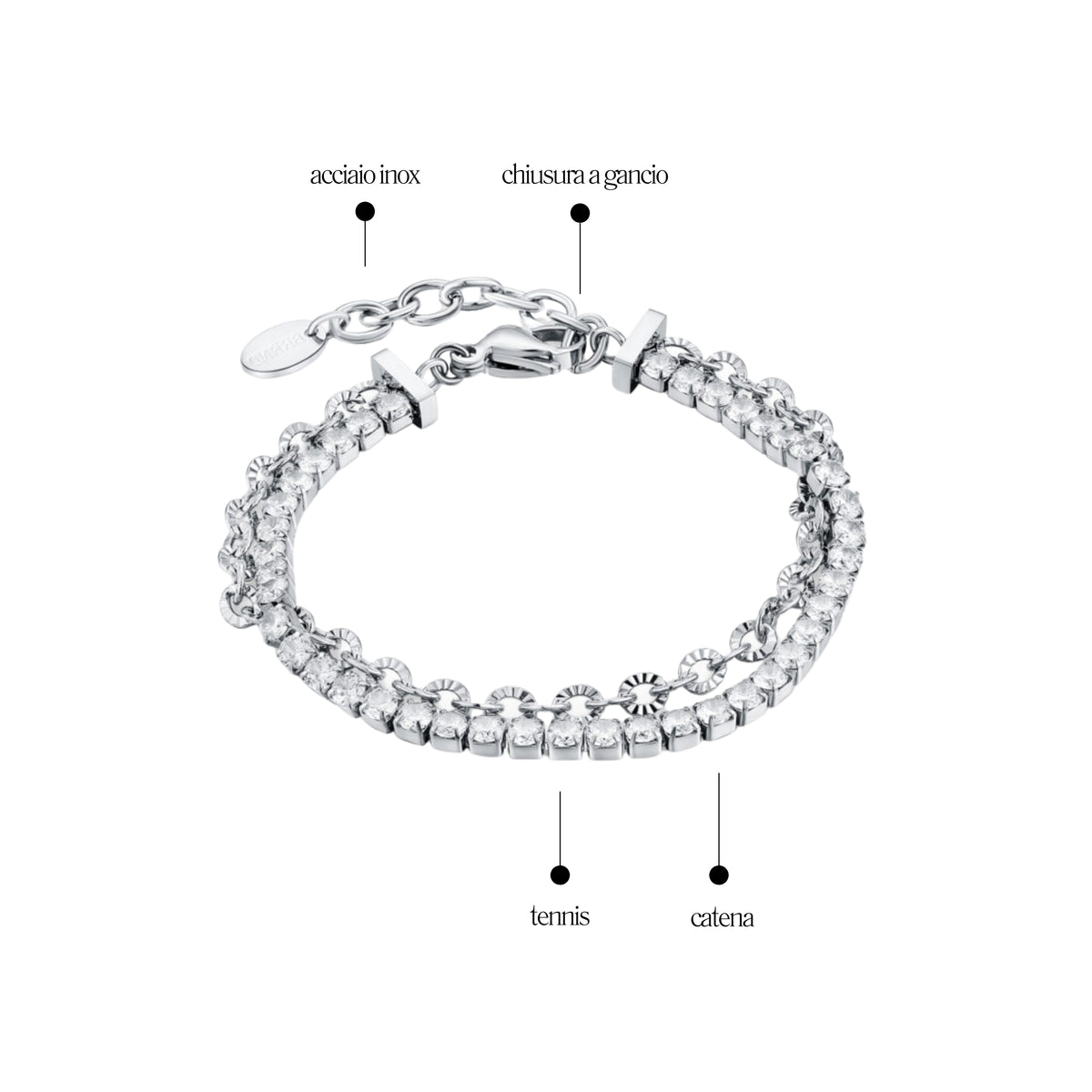 Bracciale Tennis Catena Flower Acciaio Inox - Brand