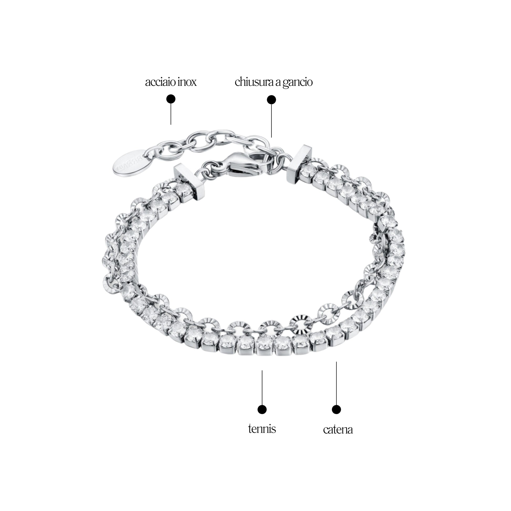 Bracciale Tennis Catena Flower_AcciaioInox "BRAND"
