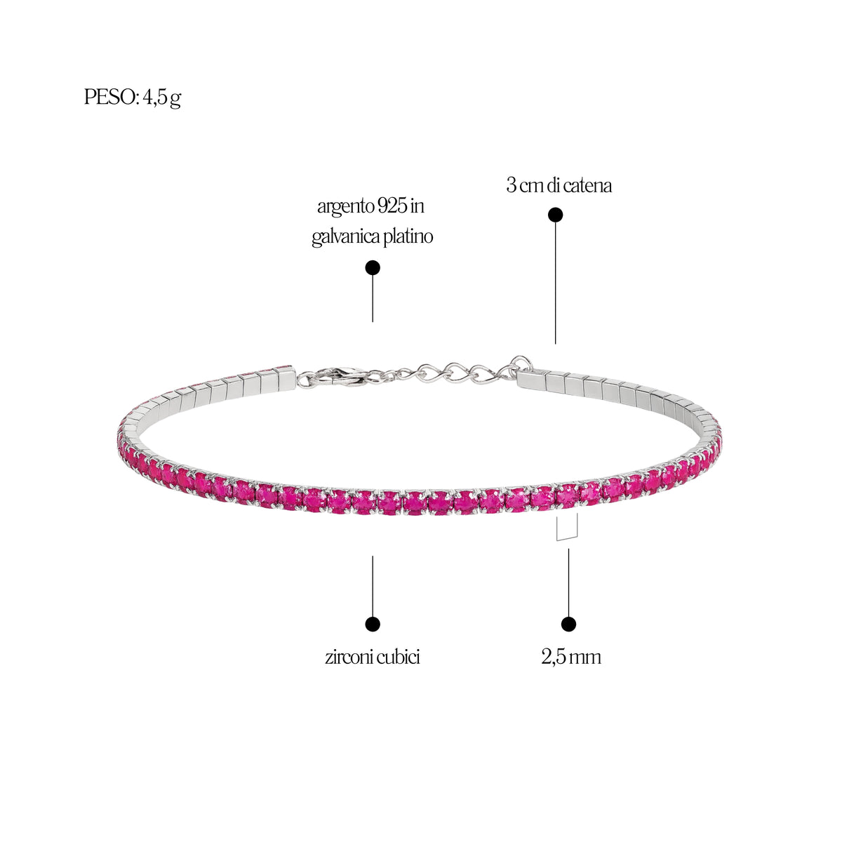 Bracciale Tennis_Argento 925 "FUCSIA"