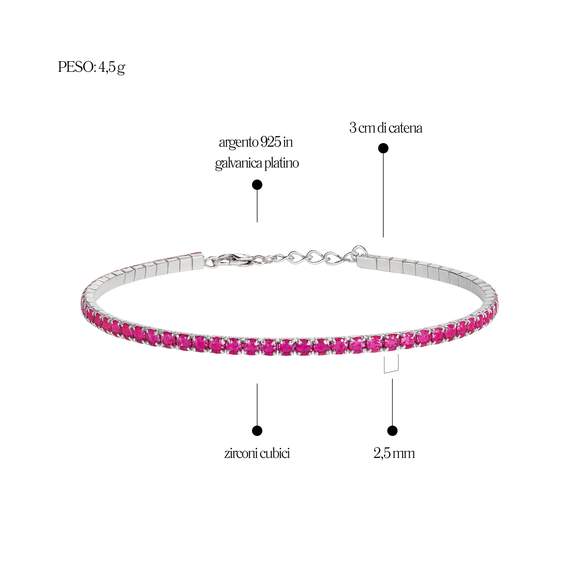 Bracciale Tennis_Argento 925 "FUCSIA"