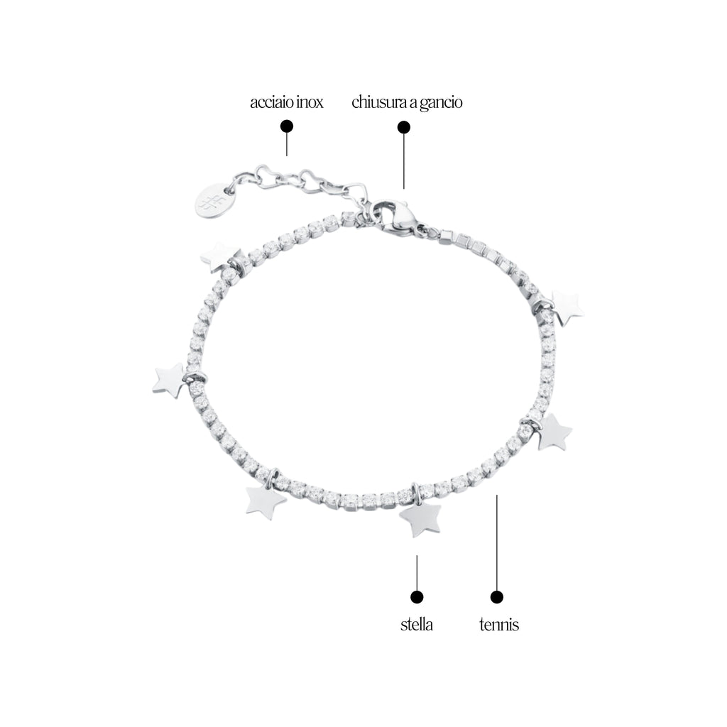 Bracciale Tennis Stelle Acciaio Inox -Brand
