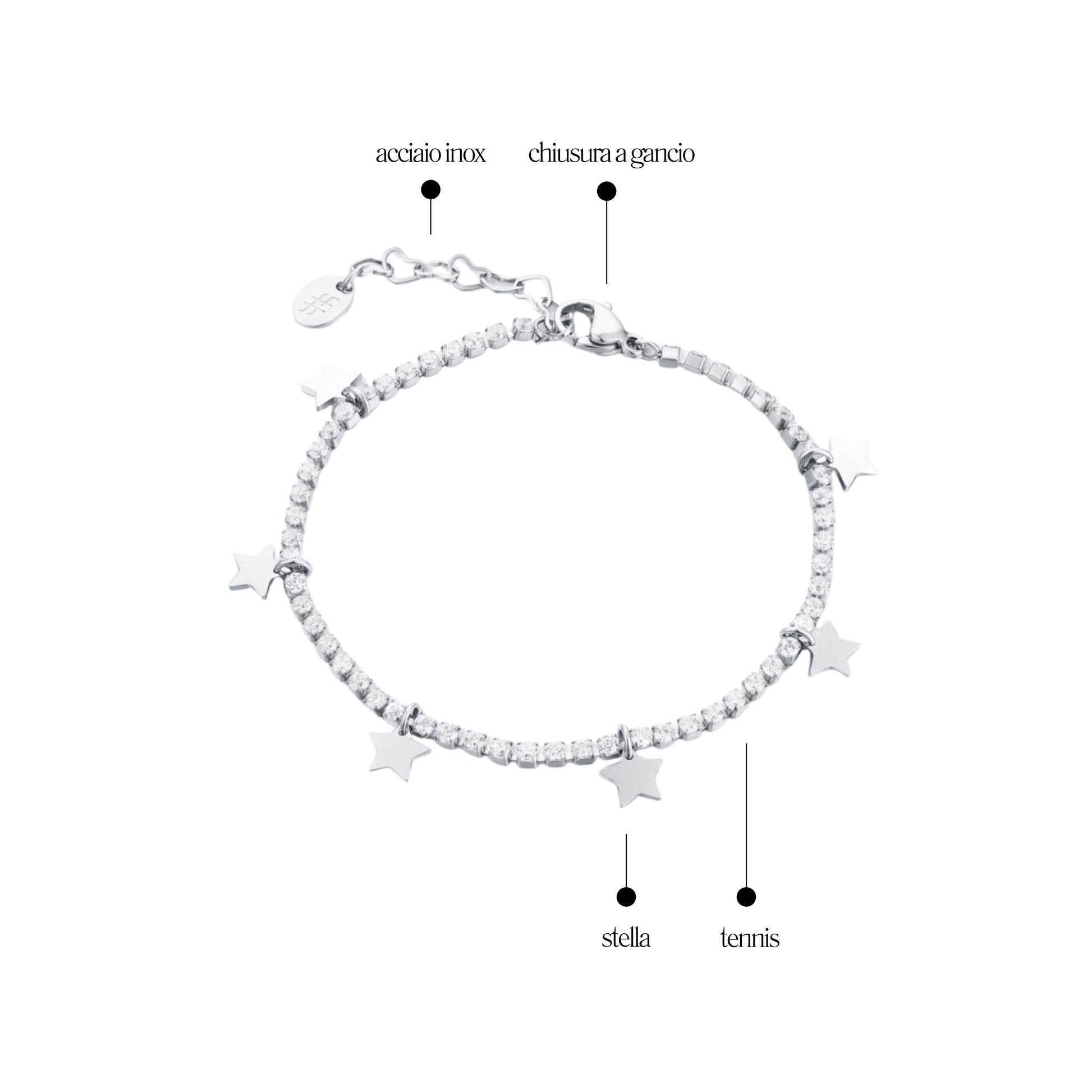 Bracciale Tennis Stelle_AcciaioInox "BRAND"