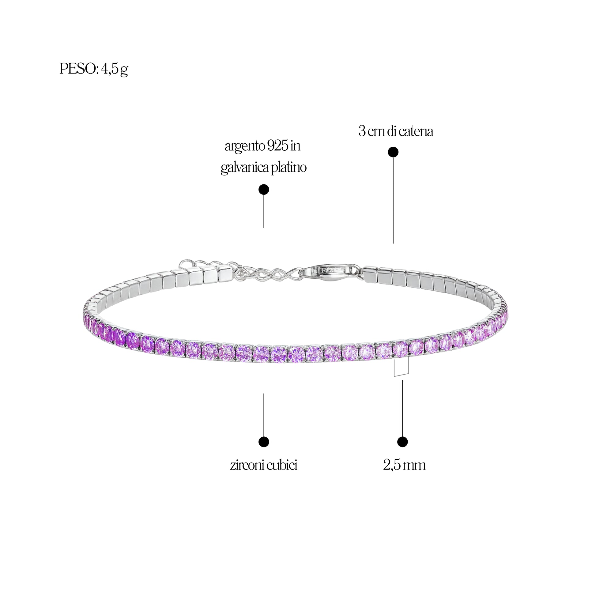 Bracciale Tennis_Argento 925 "VIOLA"