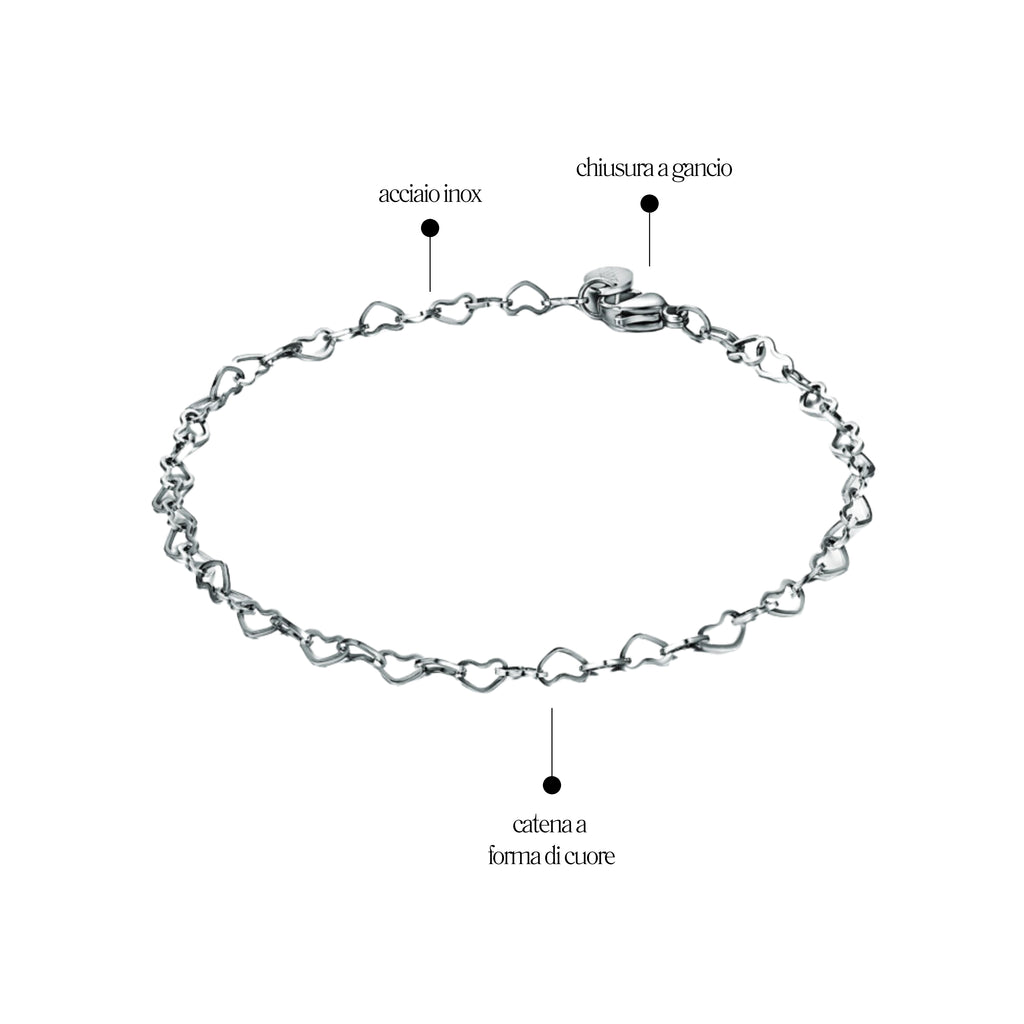 Bracciale Catena Cuore_AcciaioInox "BRAND"