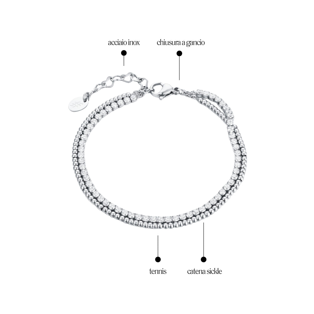 Bracciale Tennis Sfere_AcciaioInox "BRAND"