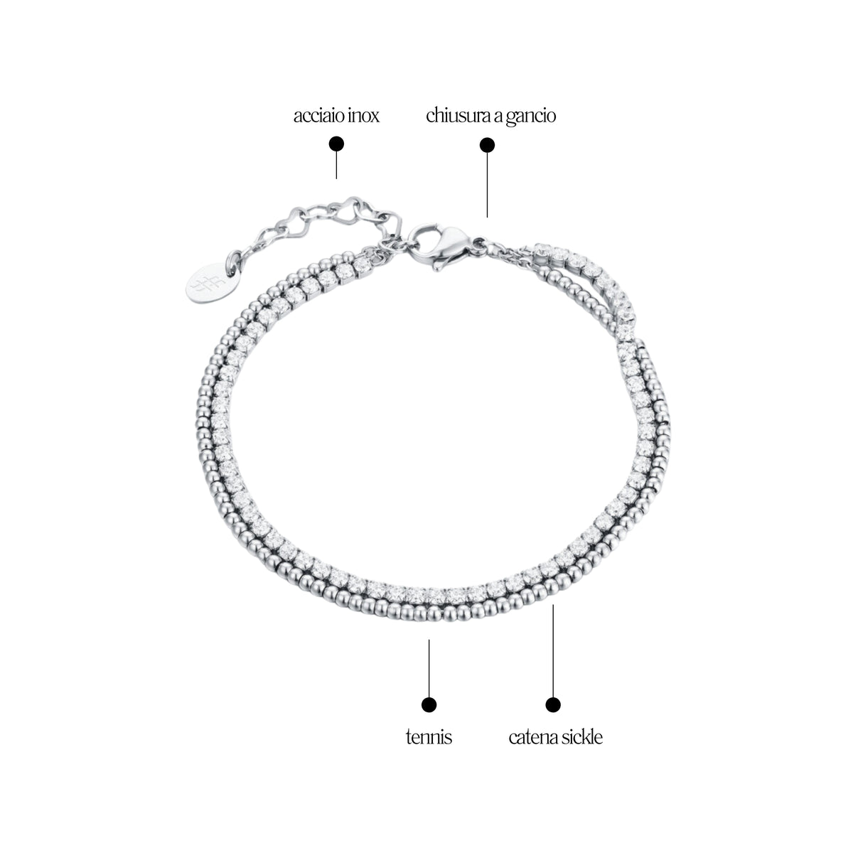 2mm White Crystal Double Tennis Bracelet