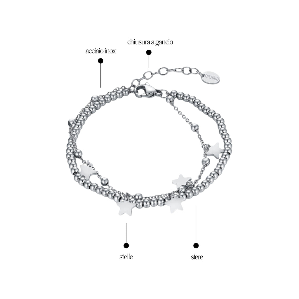 Bracciale Pallini con Stelle_AcciaioInox "BRAND"