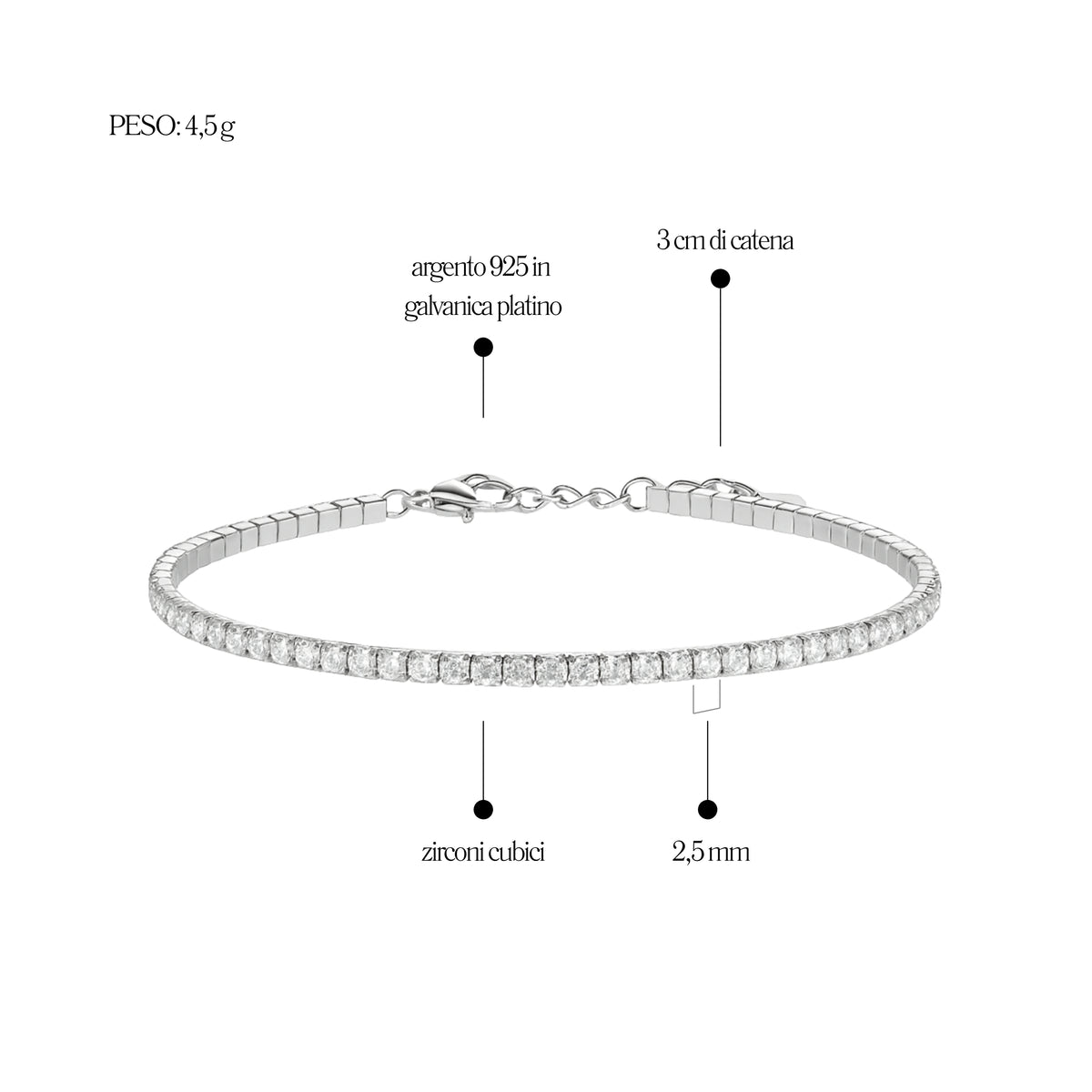 Bracciale Tennis_Argento 925 "ARGENTO"
