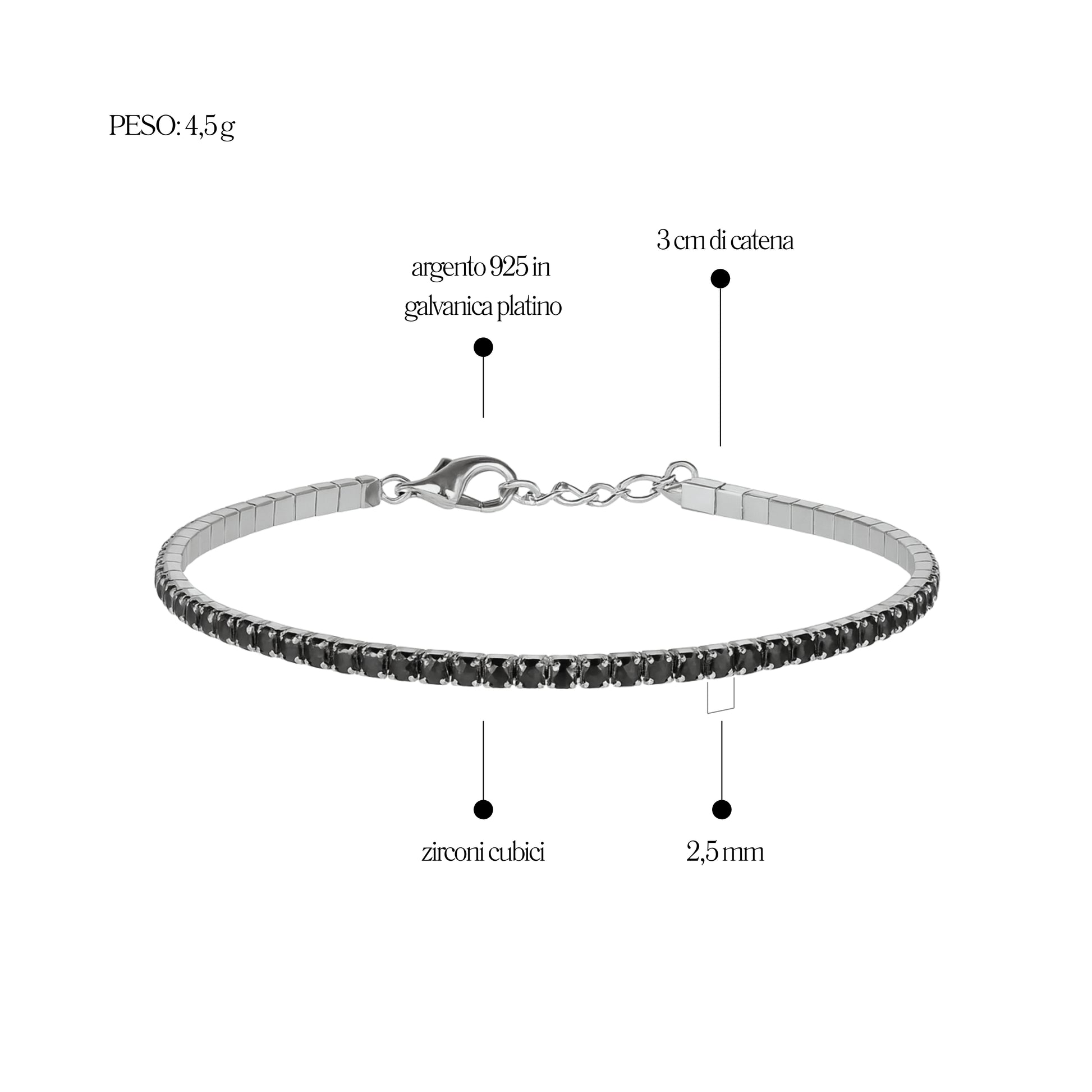 Bracciale Tennis_Argento 925 "NERO"