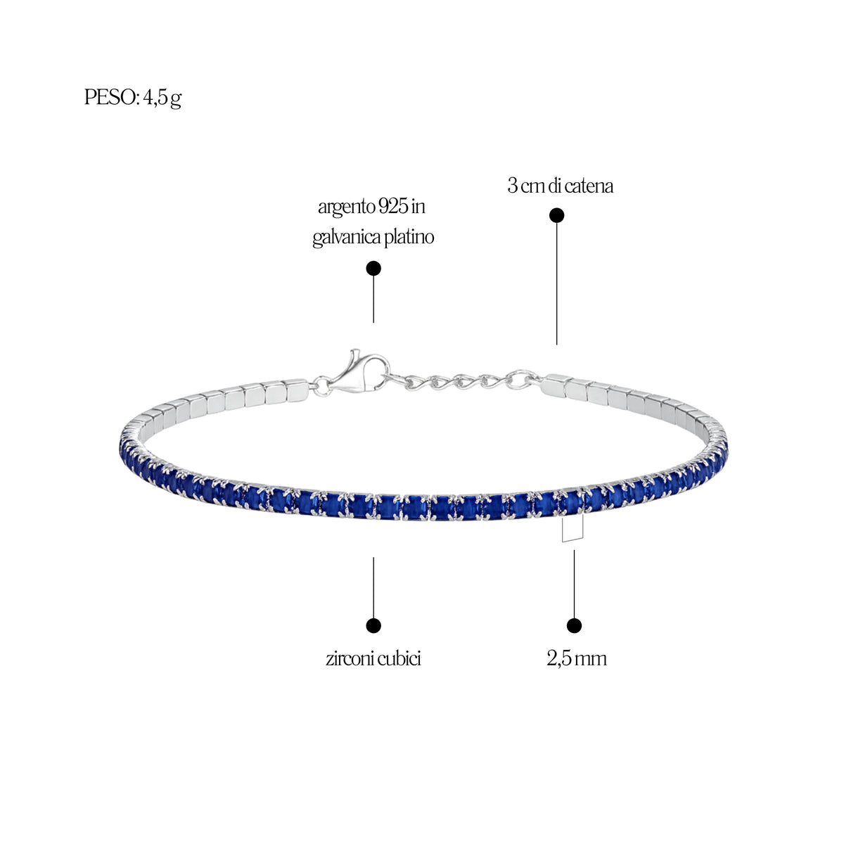 Bracciale Tennis_Argento 925 "BLU"