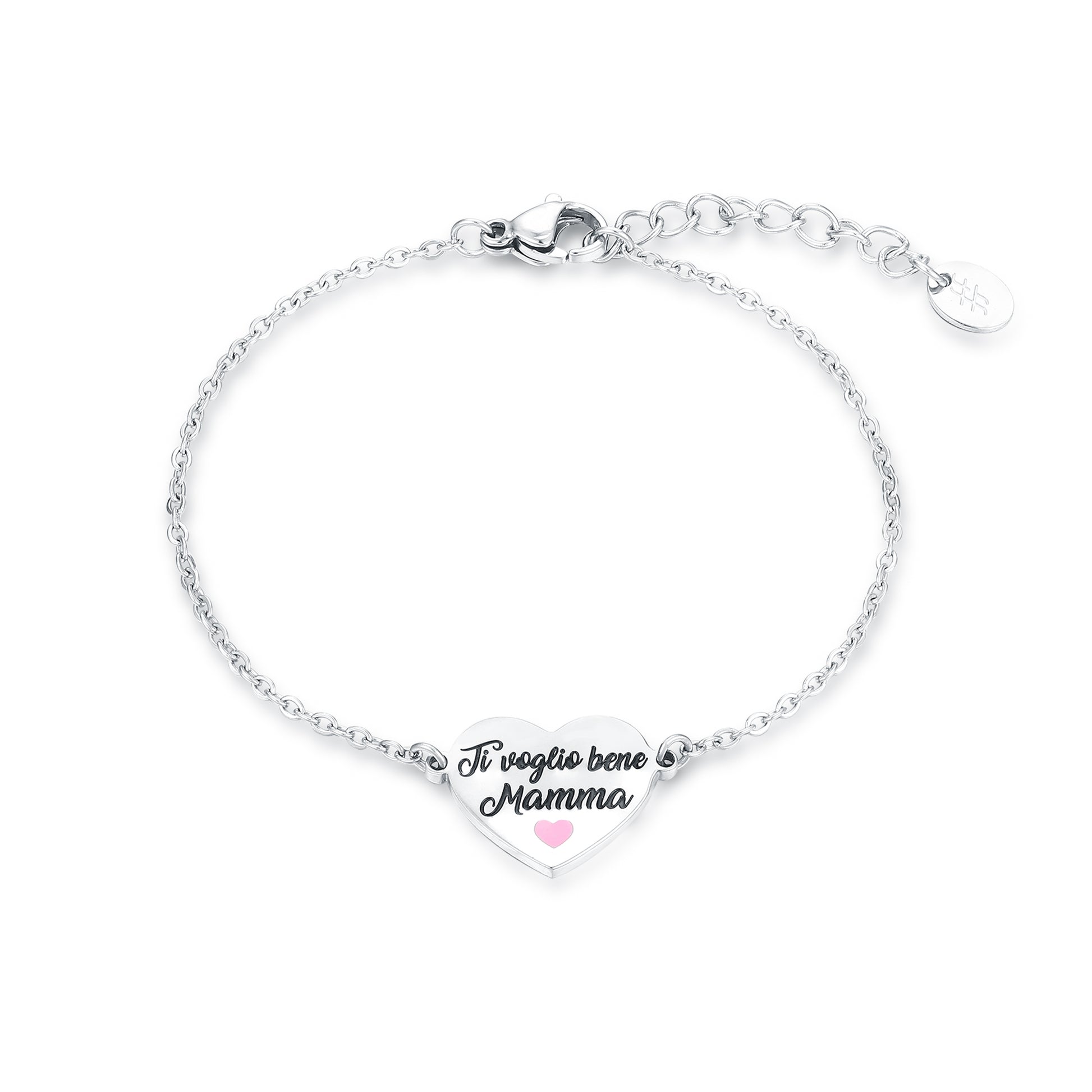 Bracciale Cuore Mamma Ti Voglio Bene in acciaio inox Mamma - Brand Gioielli