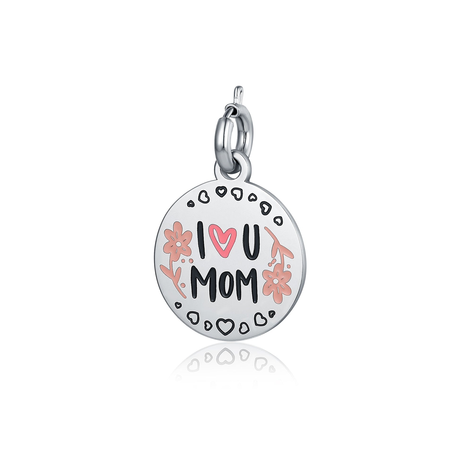 Charm I Love You Mom in acciaio inox Mamma - Brand Gioielli