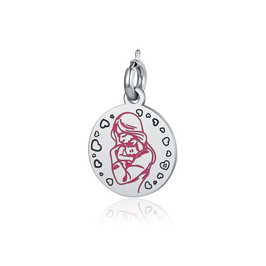 Charm Abbraccio Rosa in acciaio inox Mamma - Brand Gioielli