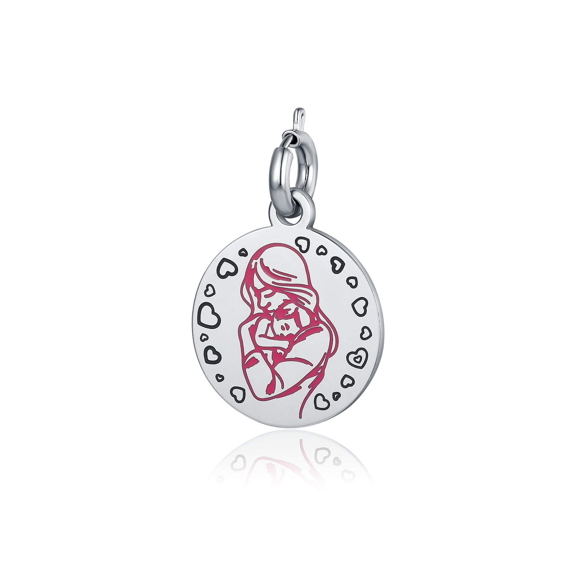 Charm Abbraccio Rosa in acciaio inox Mamma - Brand Gioielli