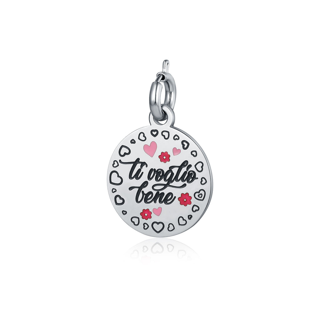 Charm Ti Voglio Bene in acciaio inox Mamma - Brand Gioielli