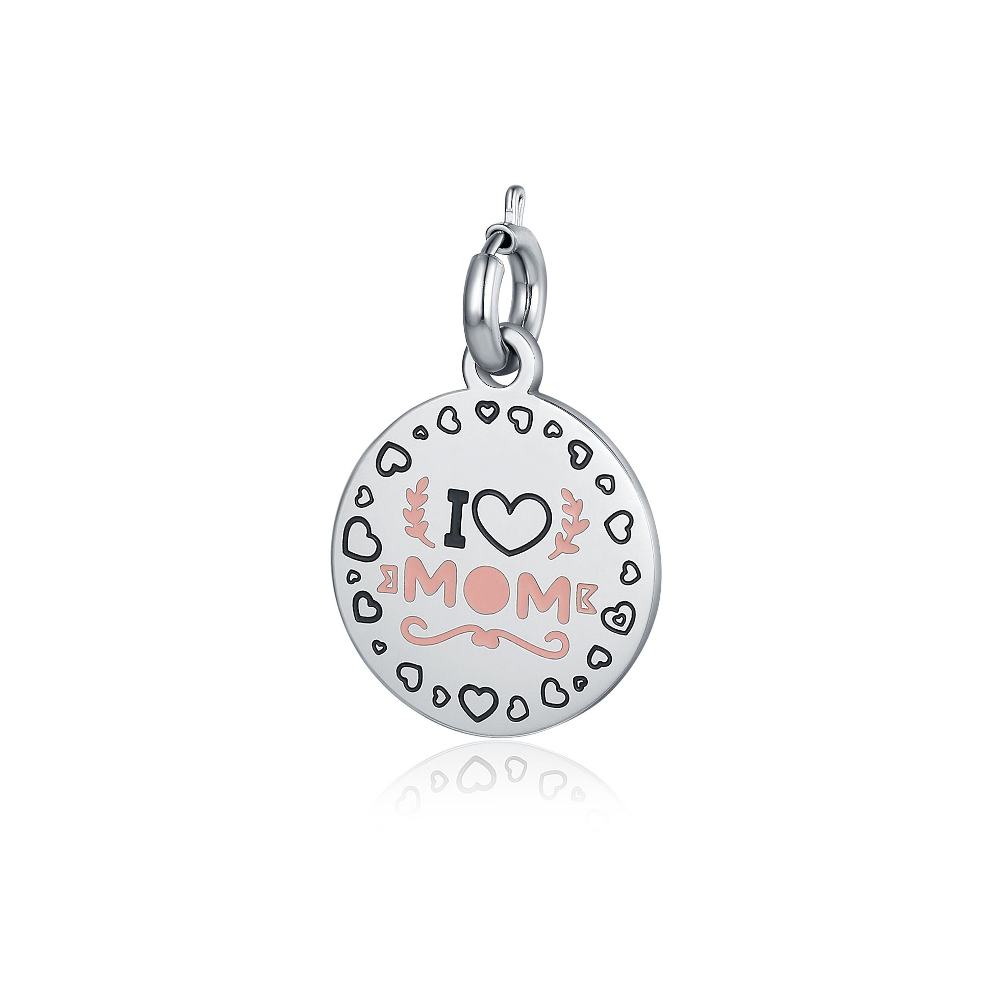 Charm I Love Mom in acciaio inox Mamma - Brand Gioielli