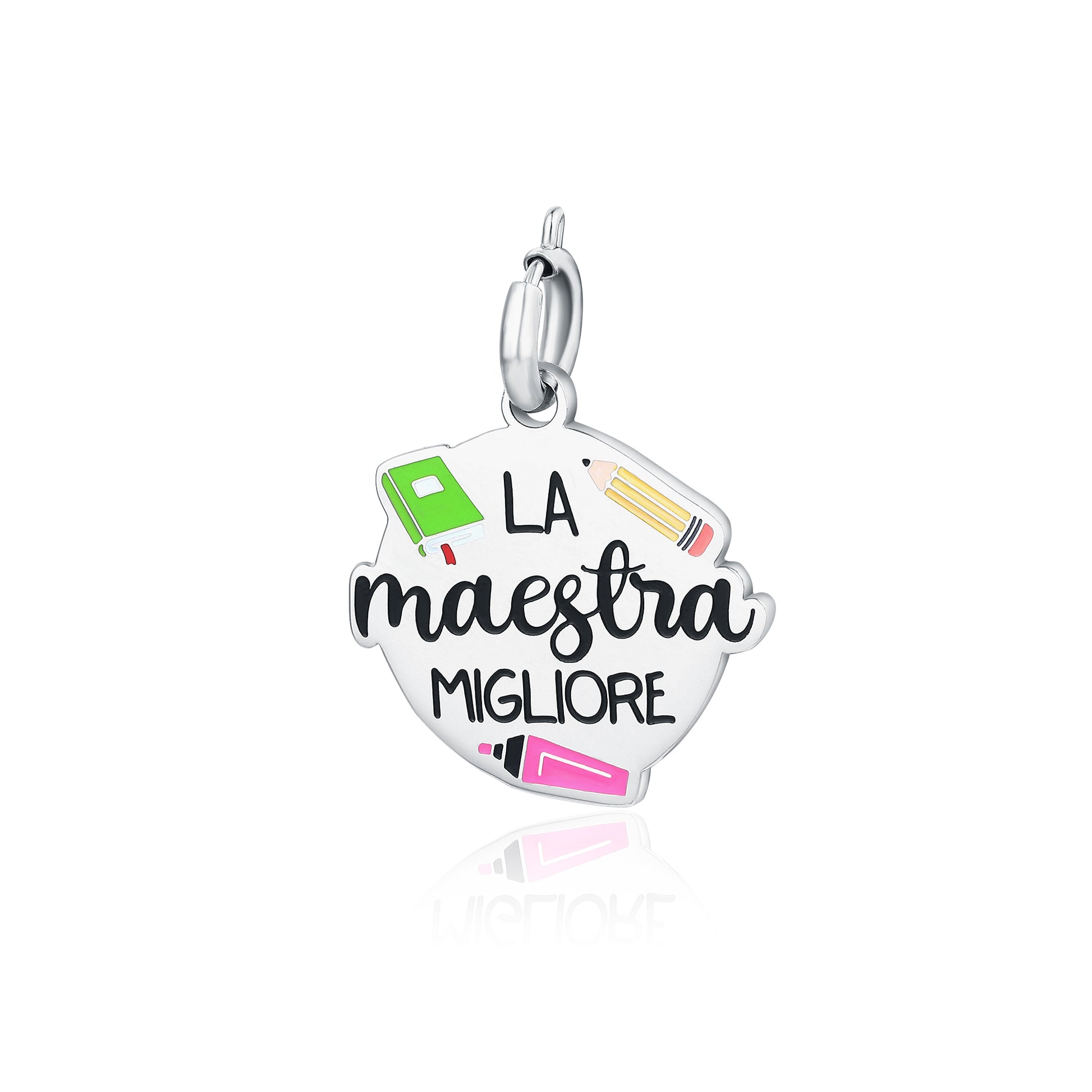 Charm “La Maestra Migliore” in acciaio inox Maestra - Brand Gioielli