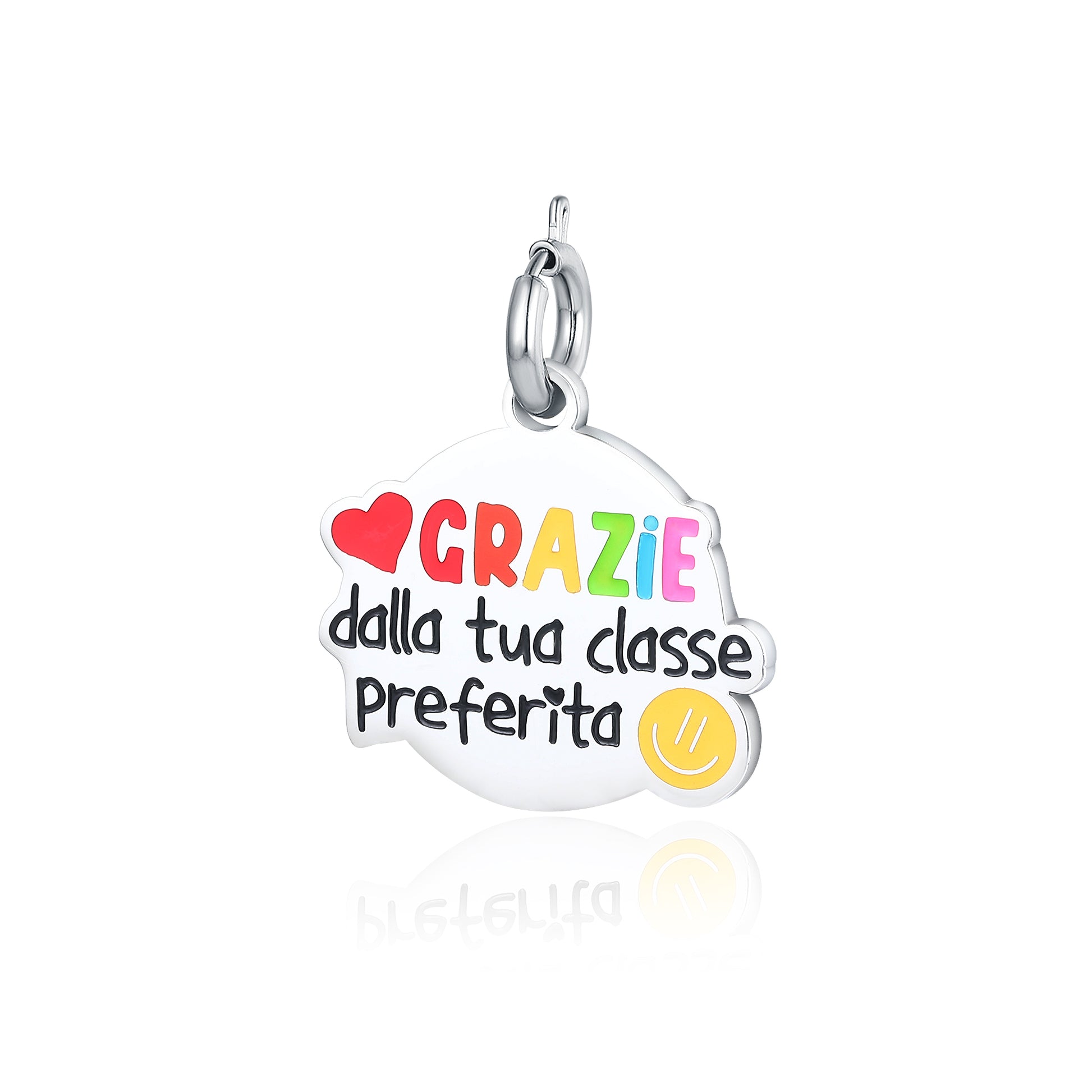 Charm “Grazie dalla Tua Classe Preferita” in acciaio inox Maestra - Brand Gioielli