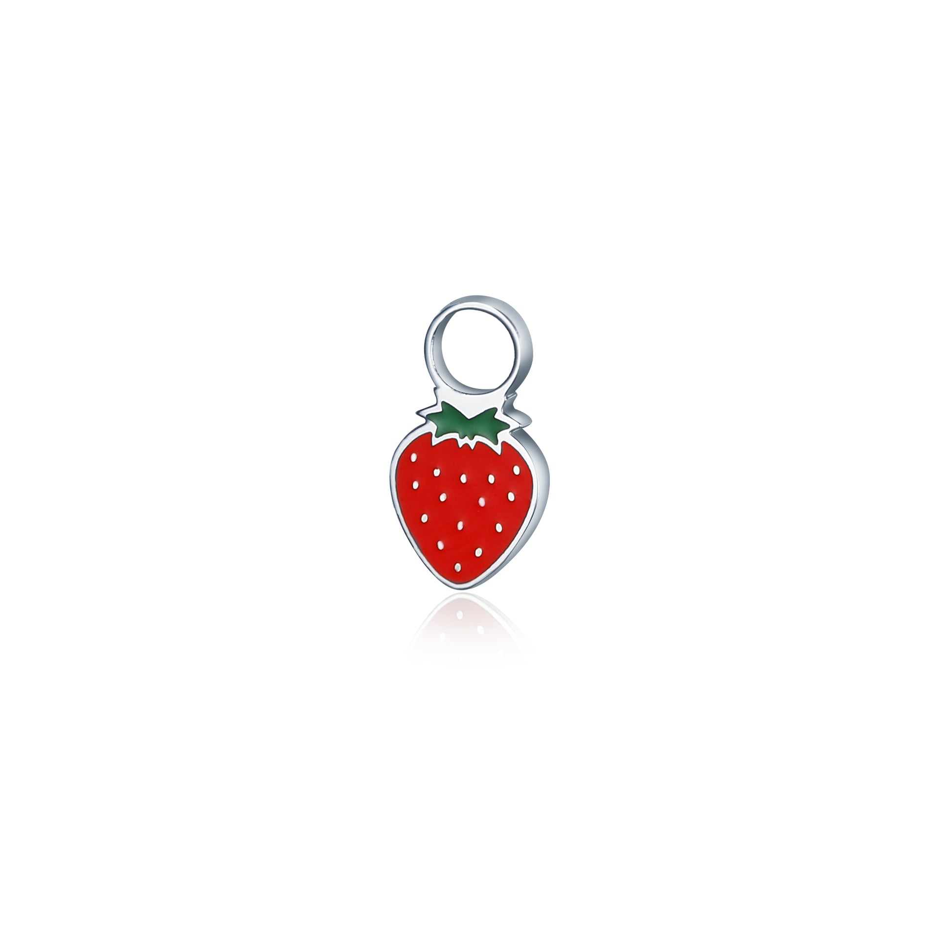 Mini Charm Fragolina Smaltata in acciaio inox - Brand Gioielli