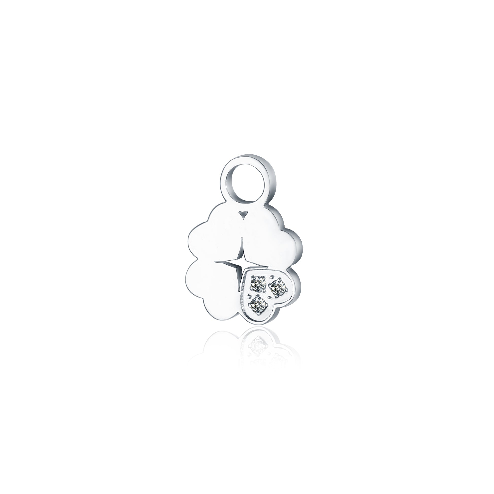 Mini Charm Quadrifoglio Con Cristalli in acciaio inox - Brand Gioielli
