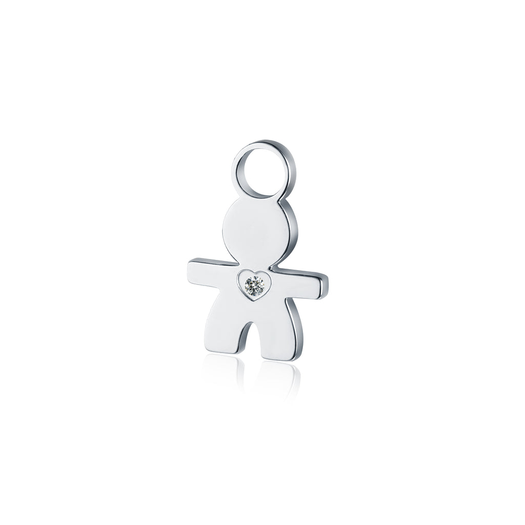Mini Charm Bambino con Cristallo in acciaio inox - Brand Gioielli