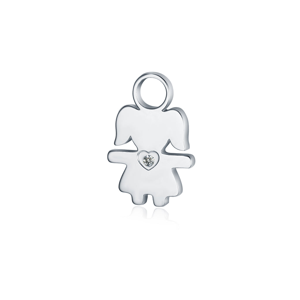Mini Charm Bambina con Cristallo in acciaio inox - Brand Gioielli