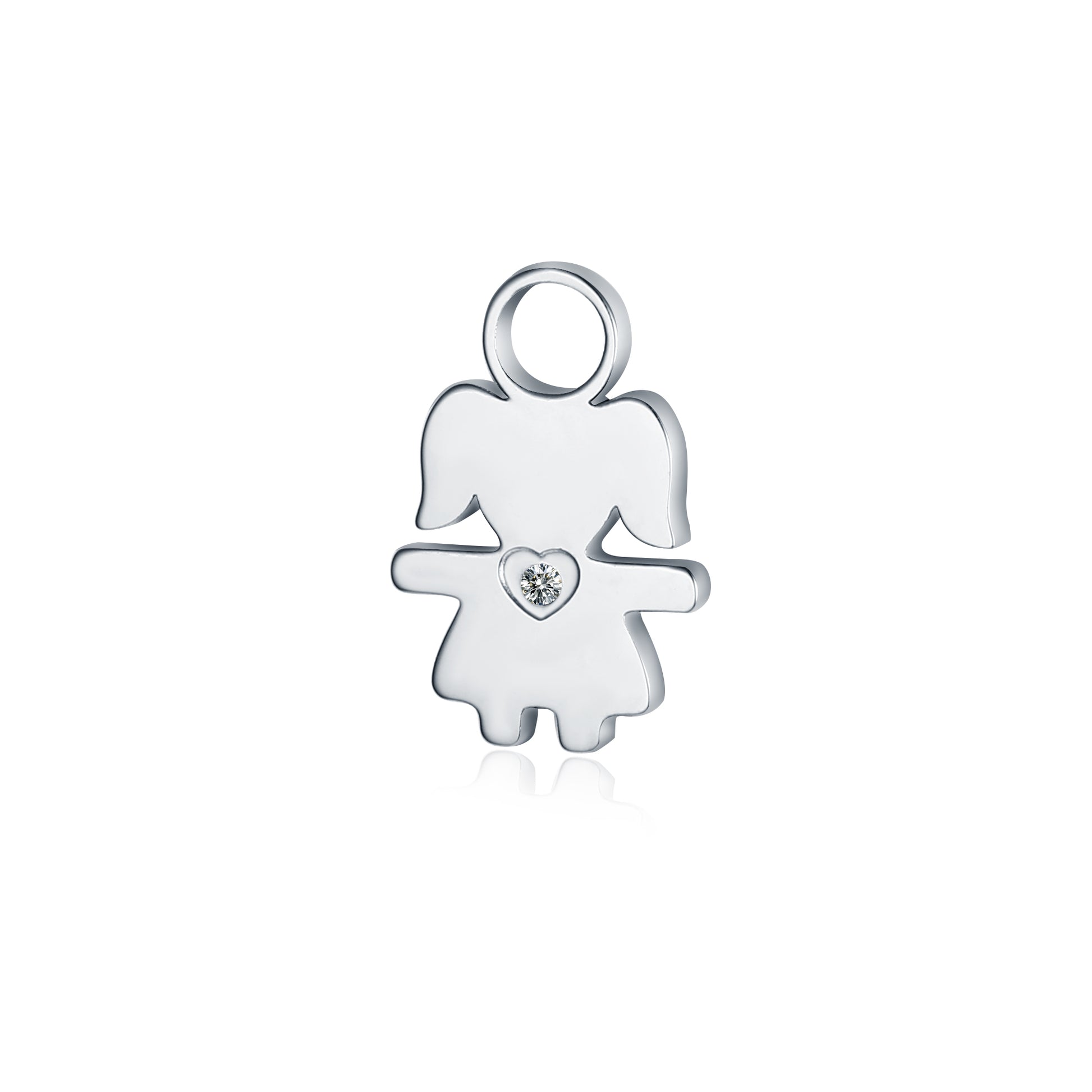 Mini Charm Bambina con Cristallo in acciaio inox - Brand Gioielli