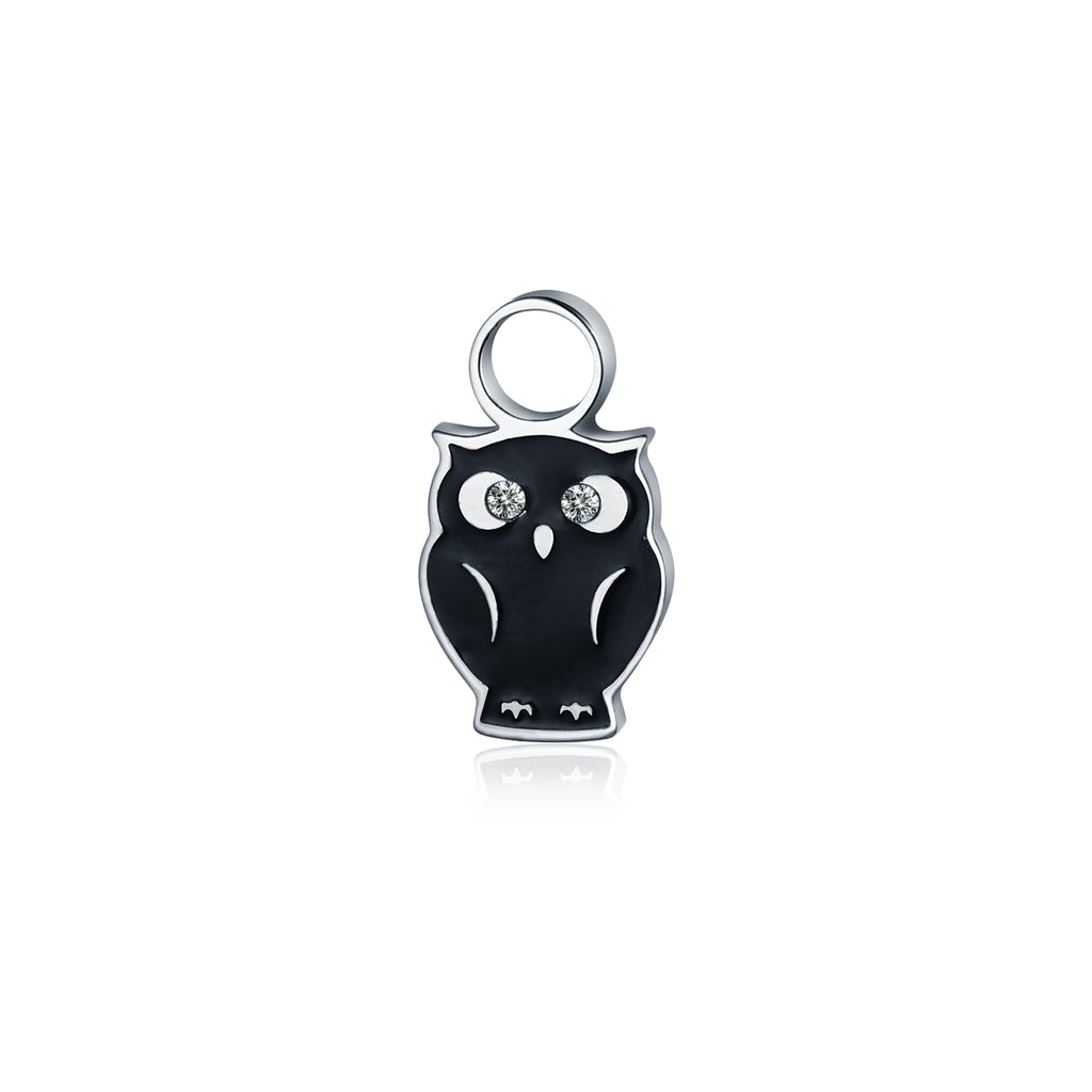 Mini Charm Gufo Smaltato Con Cristalli in acciaio inox - Brand Gioielli