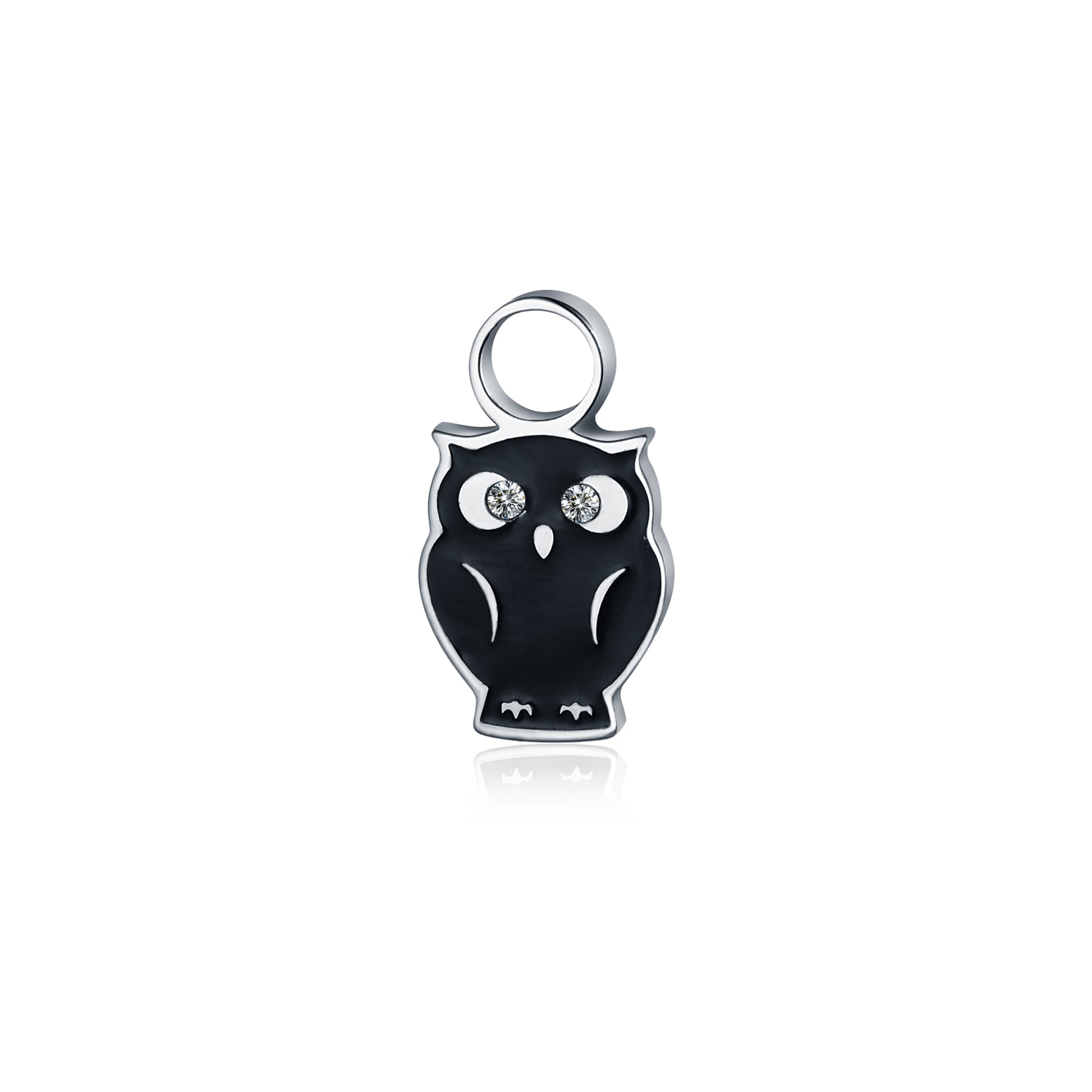 Mini Charm Gufo Smaltato Con Cristalli in acciaio inox - Brand Gioielli