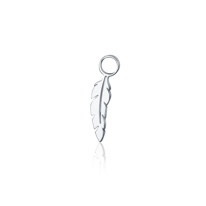 Mini Charm Piuma in acciaio inox - Brand Gioielli