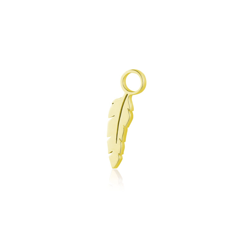 Mini Charm Piuma in acciaio inox - Brand Gioielli