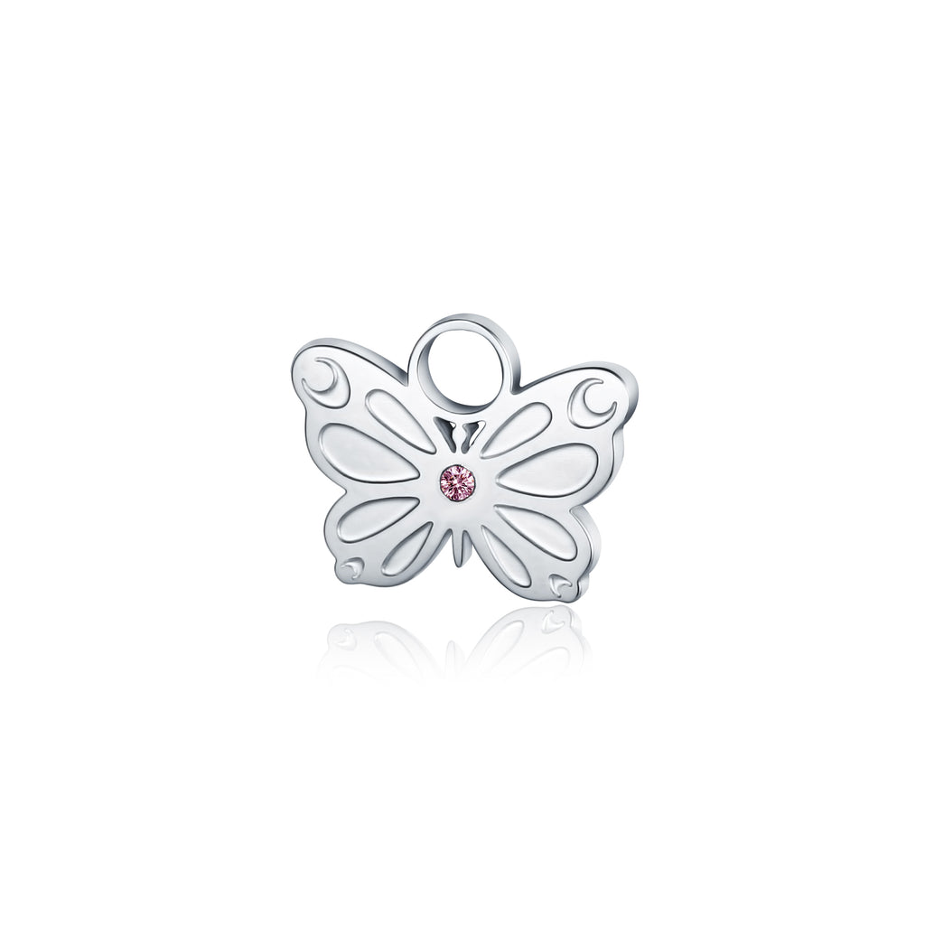 Mini Charm Farfalla Con Cristallo in acciaio inox - Brand Gioielli