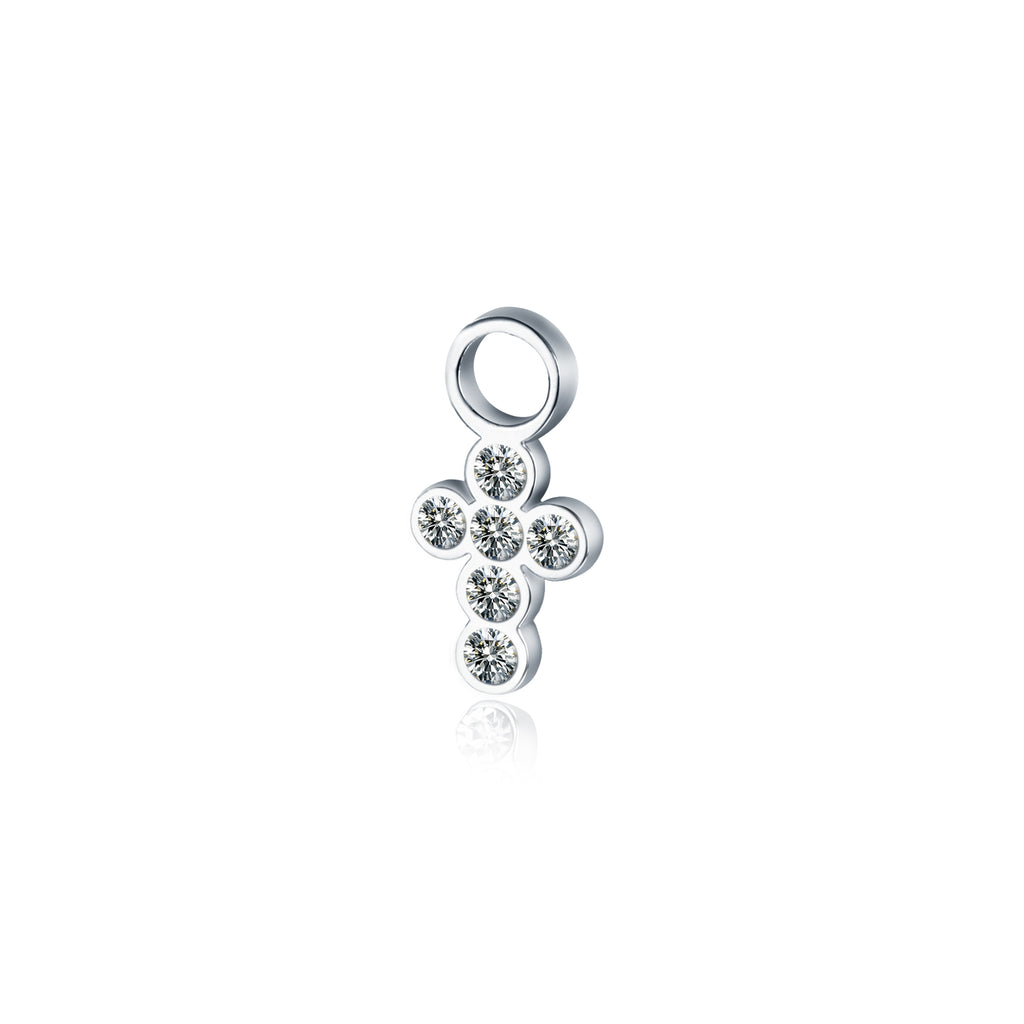 Mini Charm Croce Cristalli Bianchi in acciaio inox - Brand Gioielli