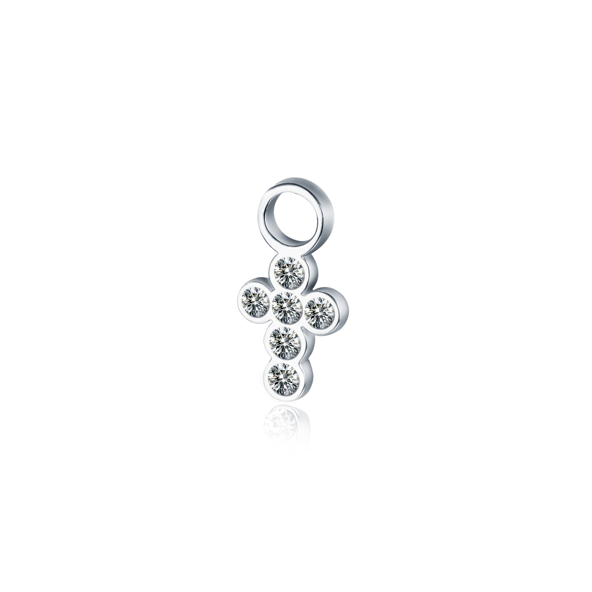 Mini Charm Croce Cristalli Bianchi in acciaio inox - Brand Gioielli