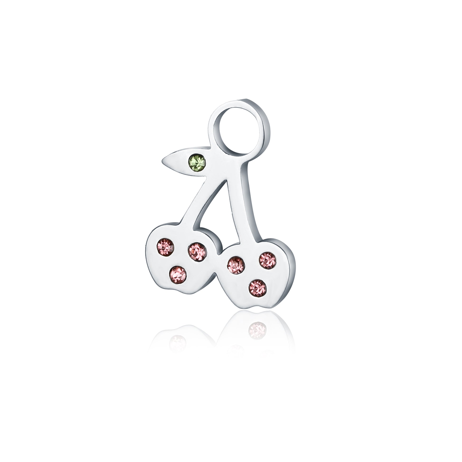 Mini Charm Ciliegie Cristalli in acciaio inox - Brand Gioielli