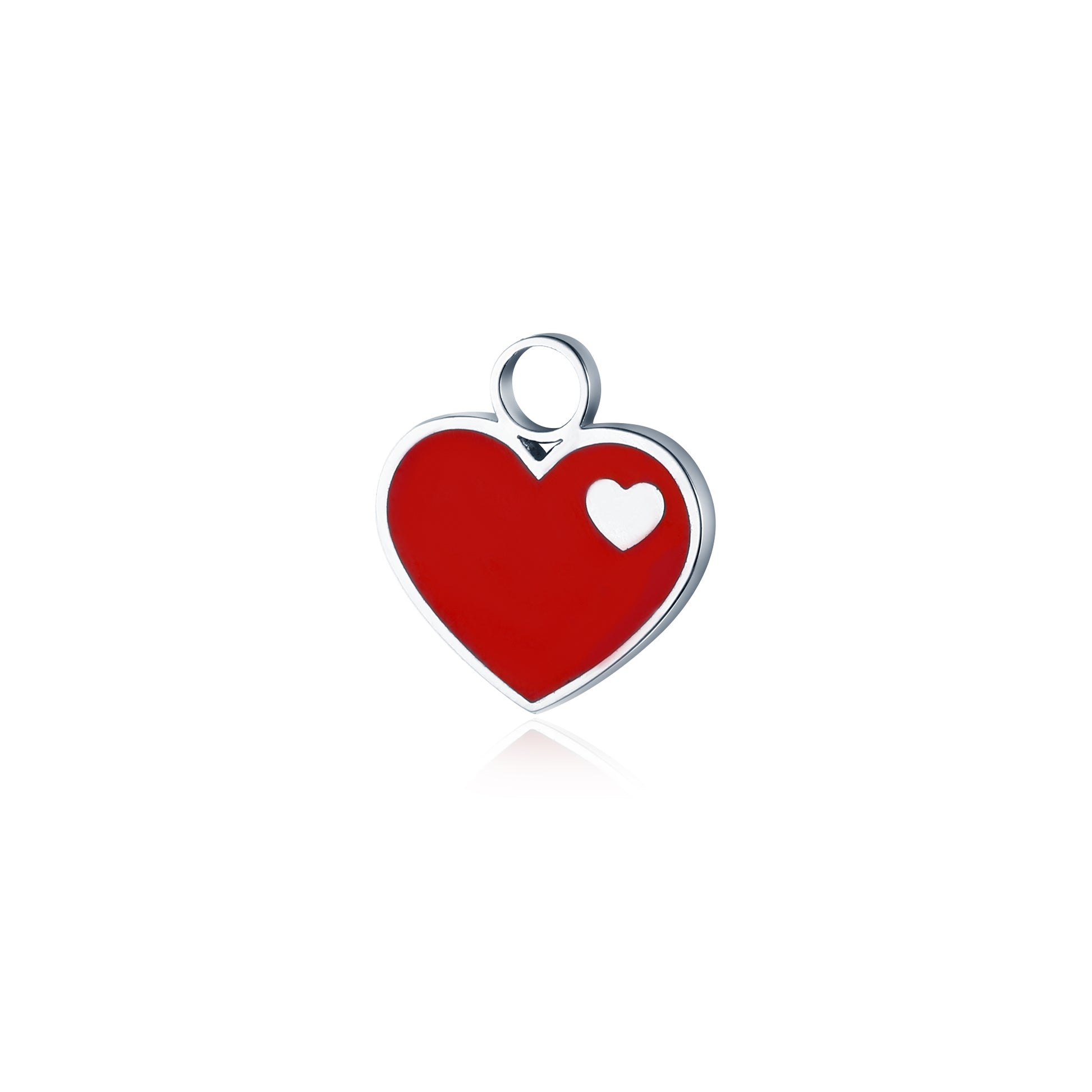 Charm Cuore Smaltato Rosso in acciaio inox - Brand Gioielli