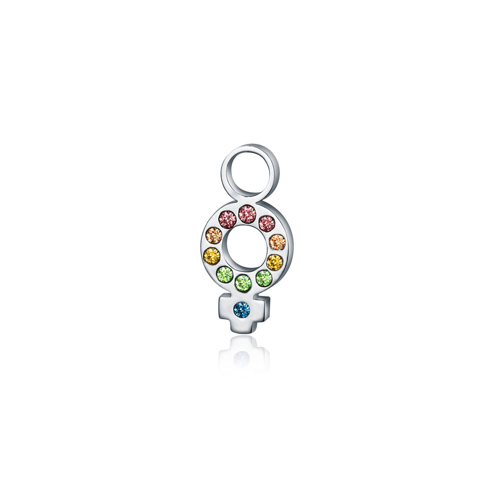 Mini Charm Simbolo Donna Con Cristalli in acciaio inox - Brand Gioielli