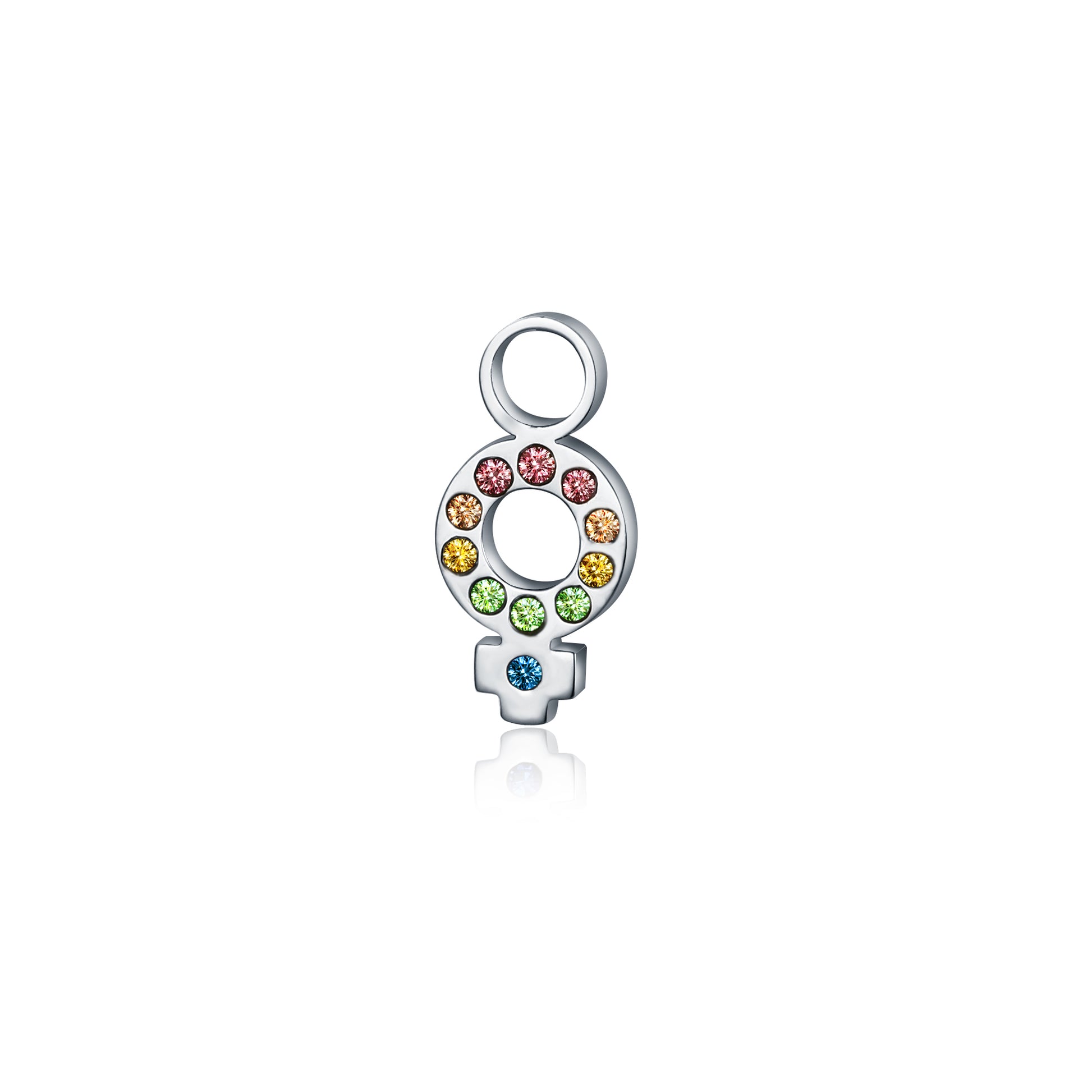 Mini Charm Simbolo Donna Con Cristalli in acciaio inox - Brand Gioielli
