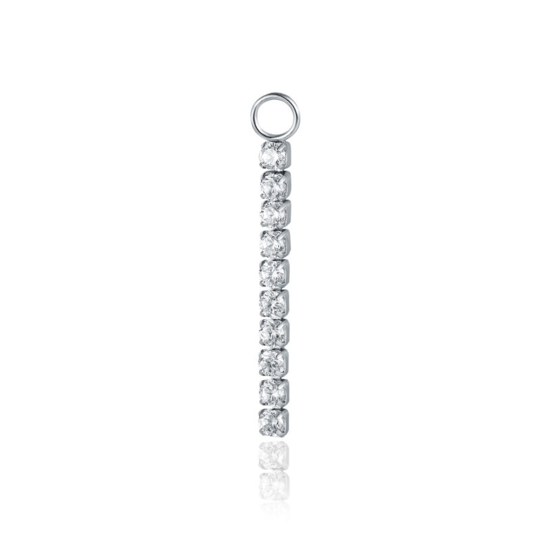 Mini Charm Tennis Cristalli Bianchi in acciaio inox - Brand Gioielli