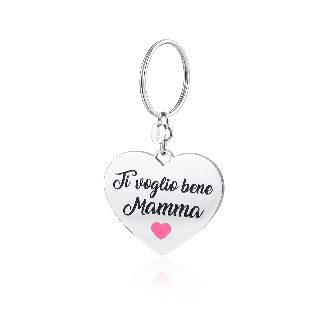 Portachiavi Cuore Mamma Ti Voglio Bene in acciaio inox Mamma - Brand Gioielli