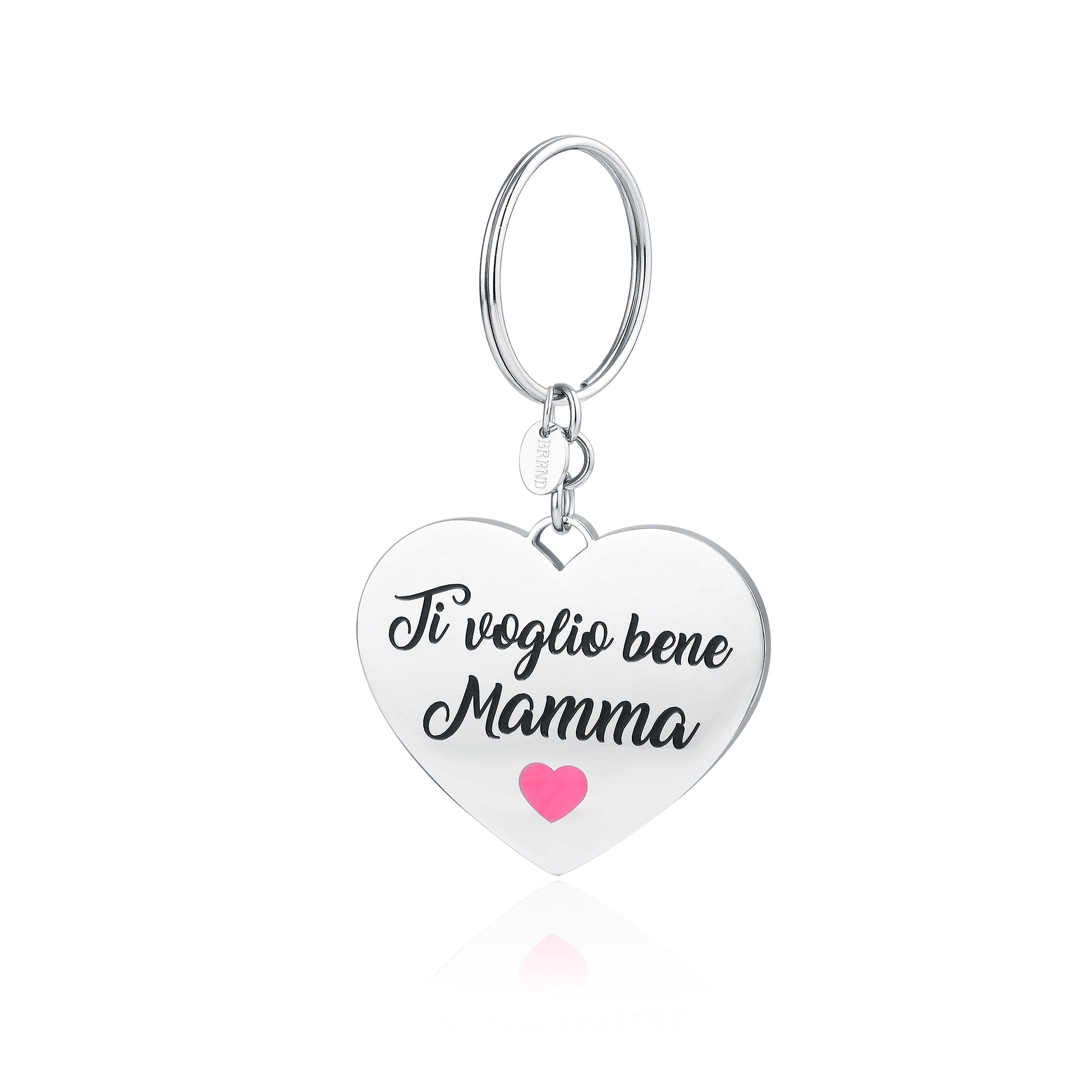 Portachiavi Cuore Mamma Ti Voglio Bene in acciaio inox Mamma - Brand Gioielli