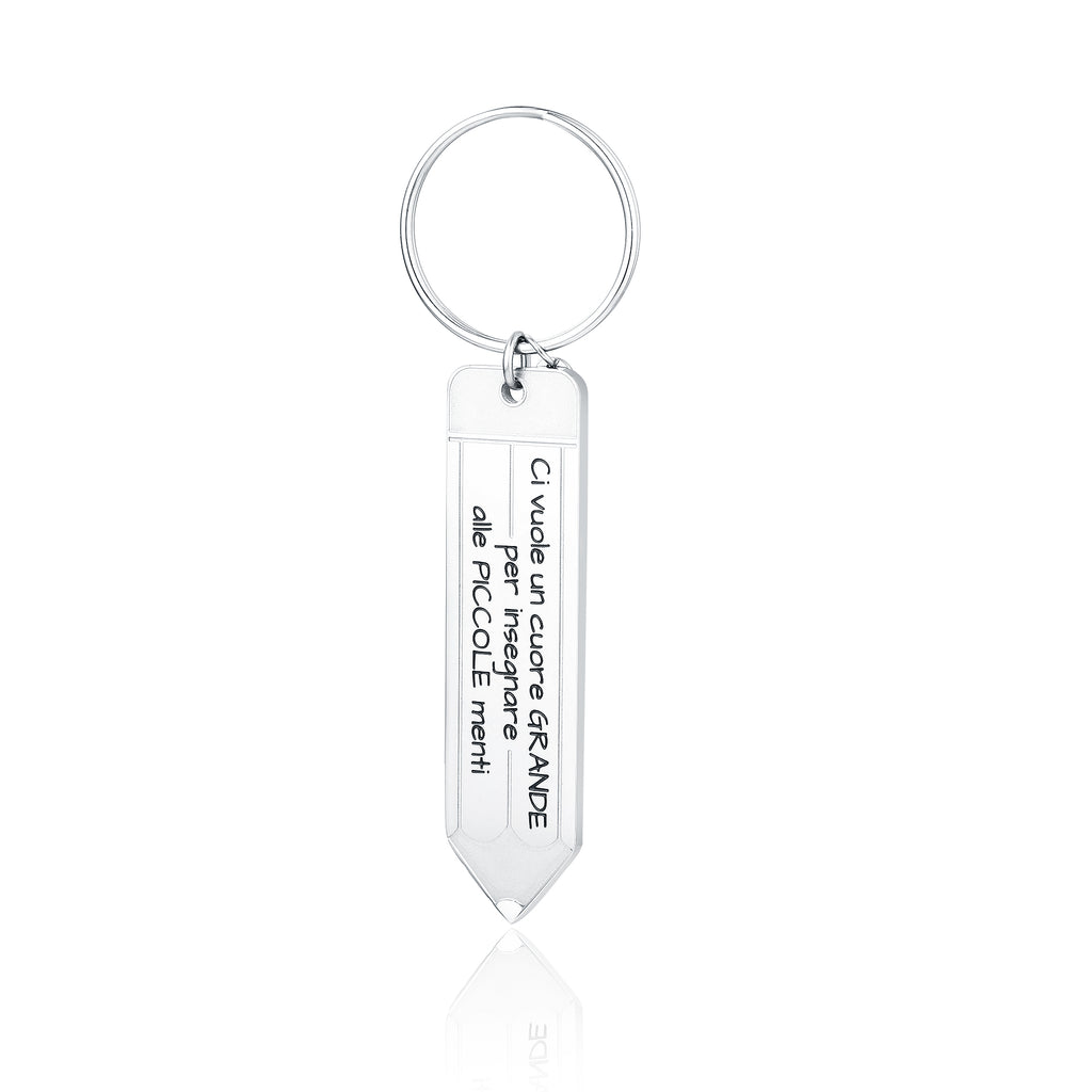 Portachiavi Matita Maestra in acciaio inox - Brand Gioielli